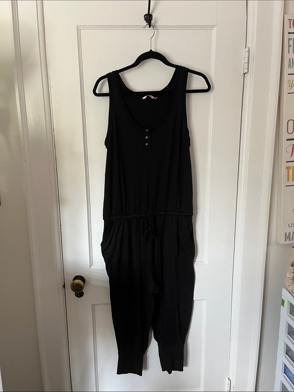 La Vie En Rose Black Sleeveless Romper with Drawstring Waist